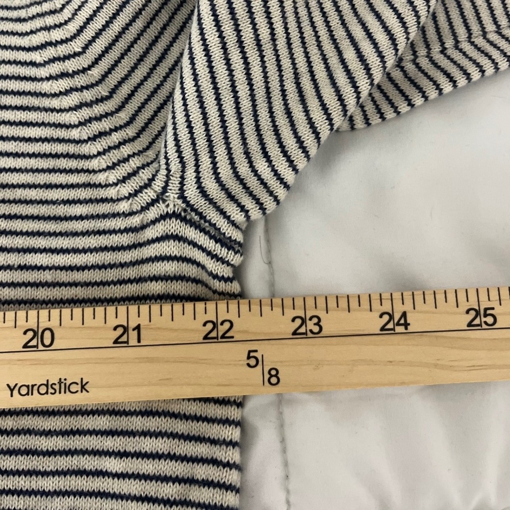 J Crew Mens Striped Crewneck Sweater‎ XL Beige Navy Cotton V-Neck - Picture 6 of 8